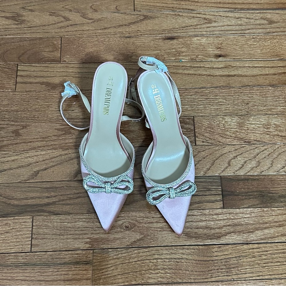 Dream Pairs Pink Heels with Slingback Design and Pointed Toe